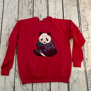 Vintage Panda Bear Animal Print 1980s Pullover Jumper Sweatshirt